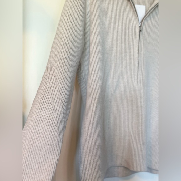 NEW Zella Après Ski Half Zip Ribbed Ivory Merino Wool-Blend Sweater- Size XXL - Picture 9 of 11